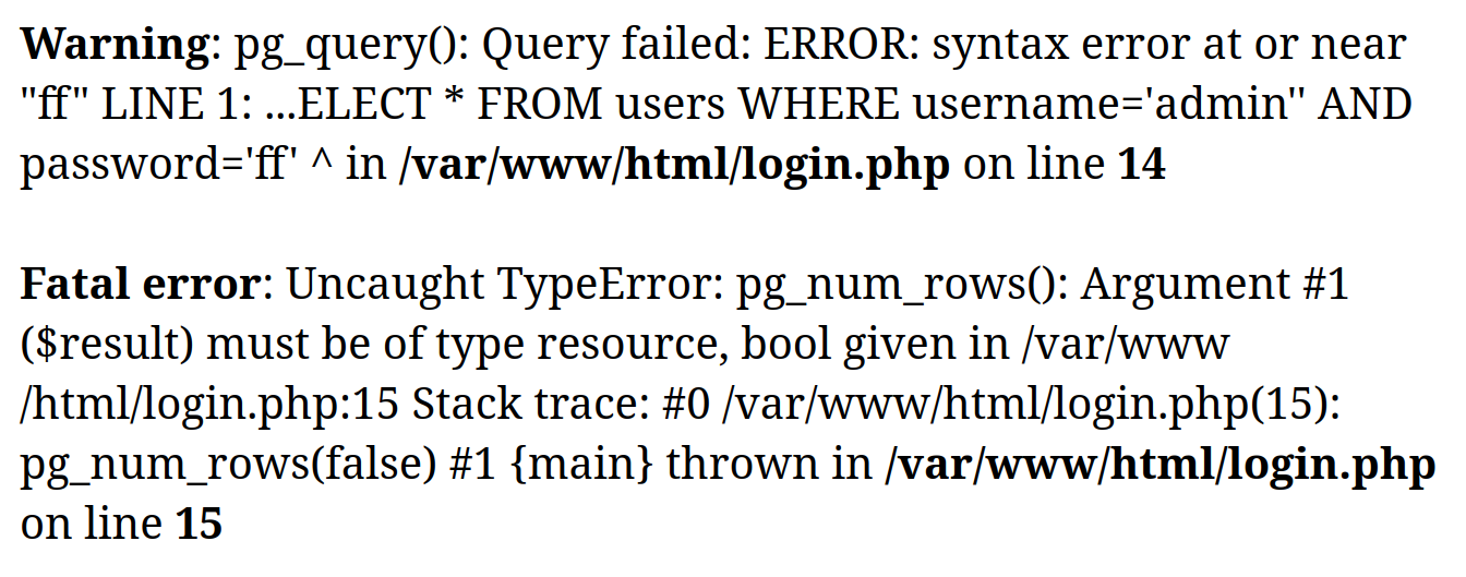 SQL error message leaking query