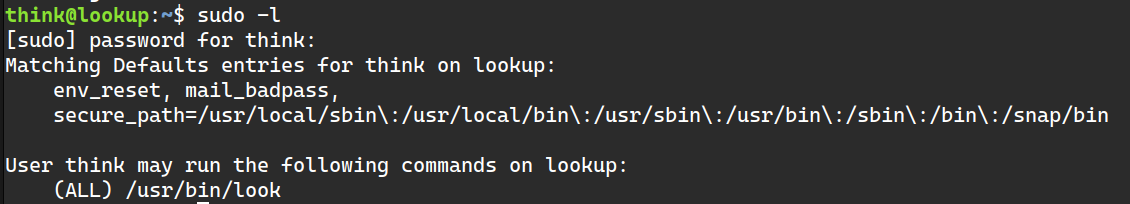 sudo -l output