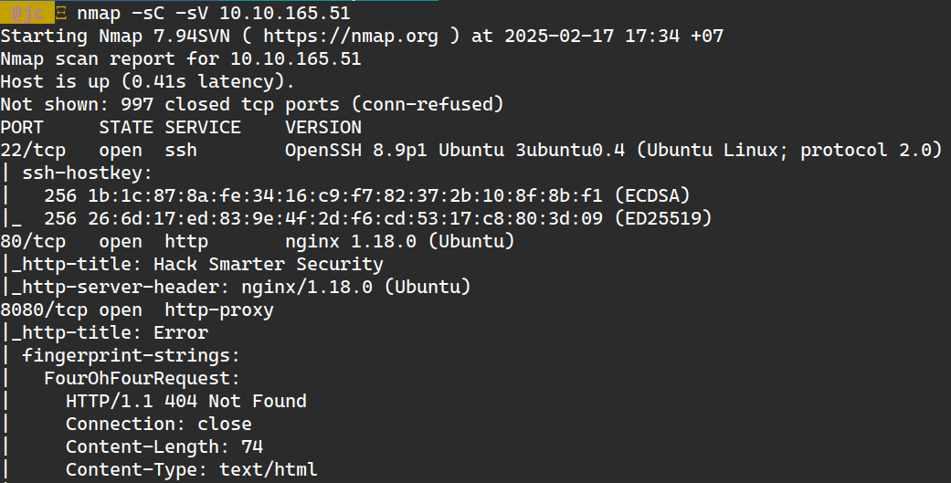 nmap results