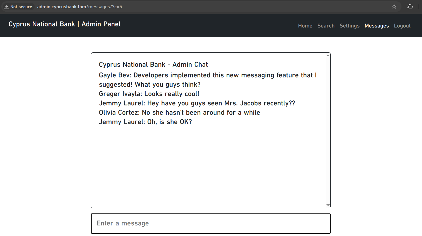 Messages page