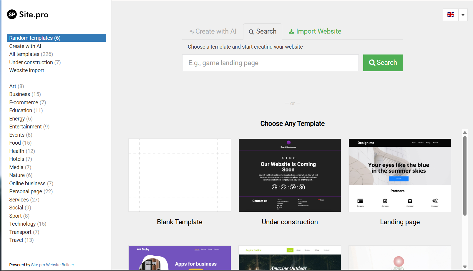 Giao diện SiteProBuilder